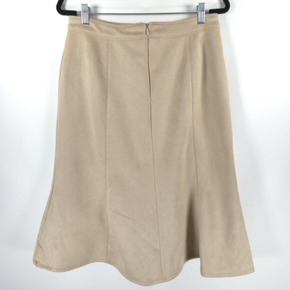 NWT ELIE. ELIE TAHARI FAUX SUEDE LEATHER Flare Hem Skirt ЕН341087 Size 10, 8 - Picture 2 of 5